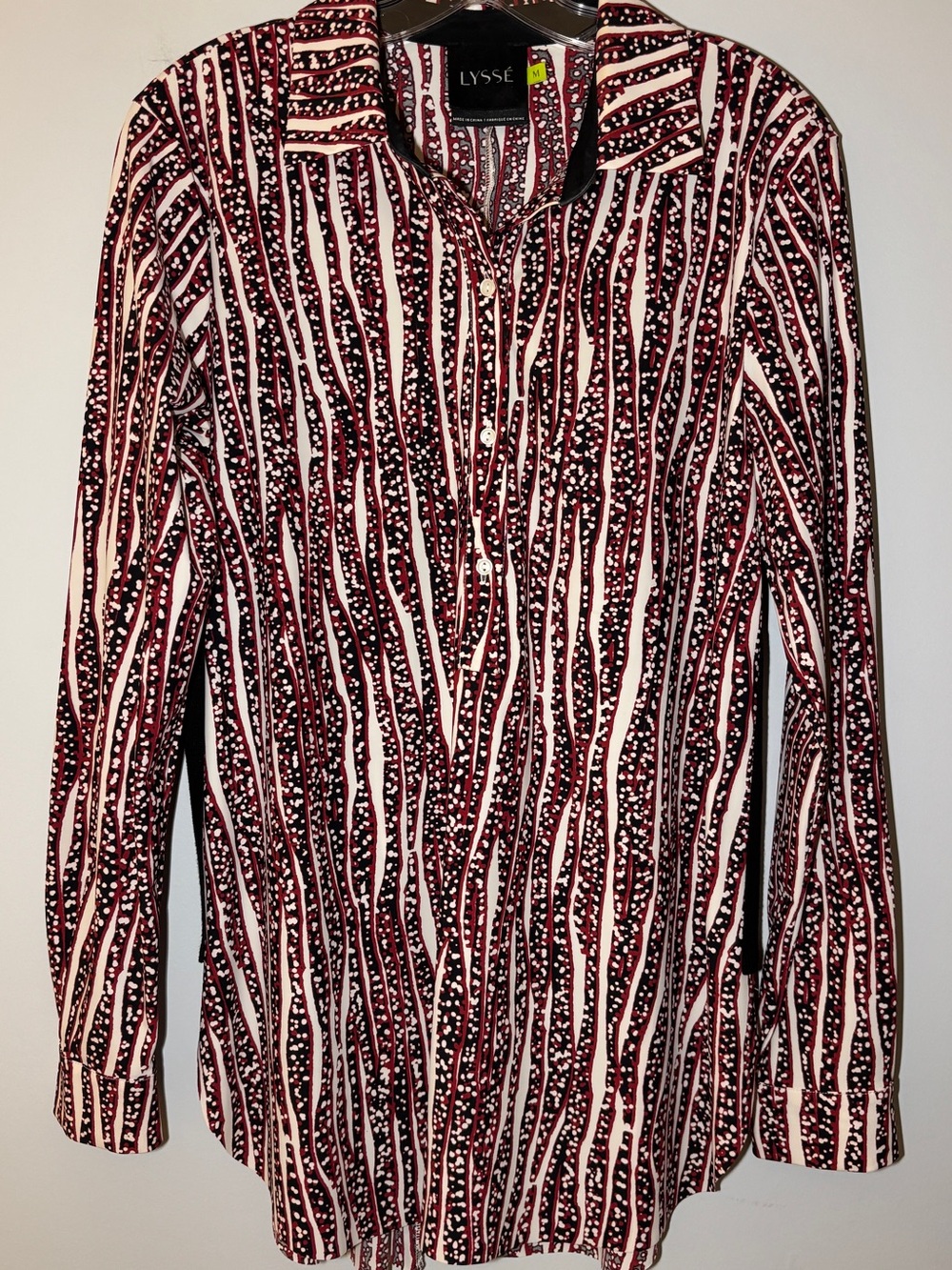 Lysse Wren Half Button Down Ruby Red Pullover Blouse Medium